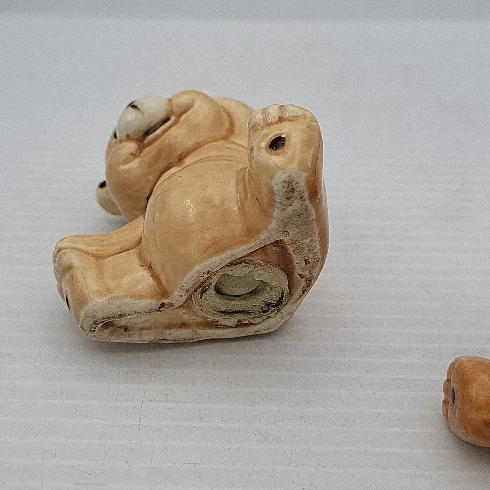 Vintage Ceramic Teddy Bear Salt and Pepper Shakers Set Brown Japan